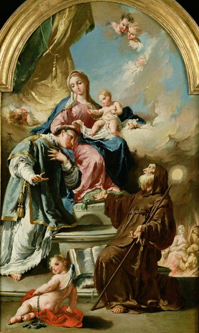 Madonna and Child Enthroned with St. Leonard and St. Francis of Paola by Giovanni Battista Pittoni